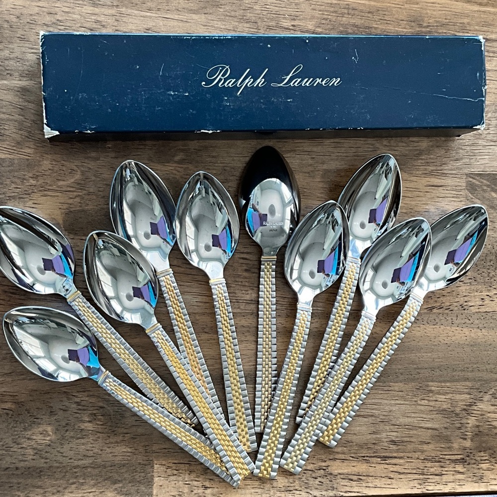 Ralph Lauren Two-Tone Gold & Silver Stainless Steel Soup Spoons. Each $25.